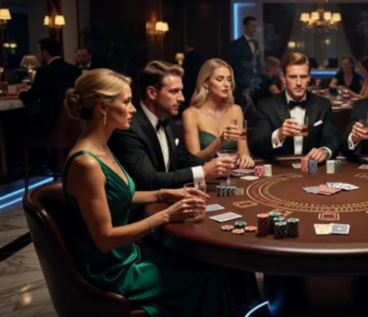 Elegancki stół do blackjacka oświetlony w luksusowej oprawie podczas eventu