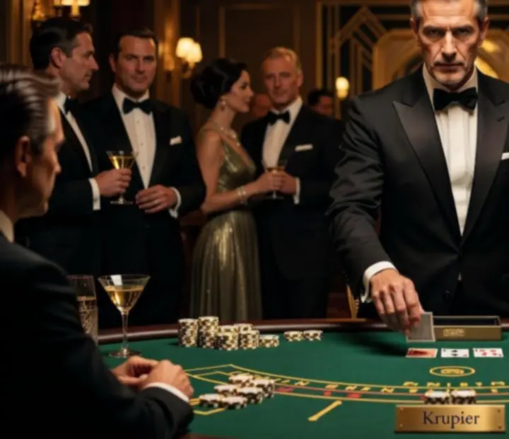 Profesjonalny krupier przy eleganckim stole rozrywkowym