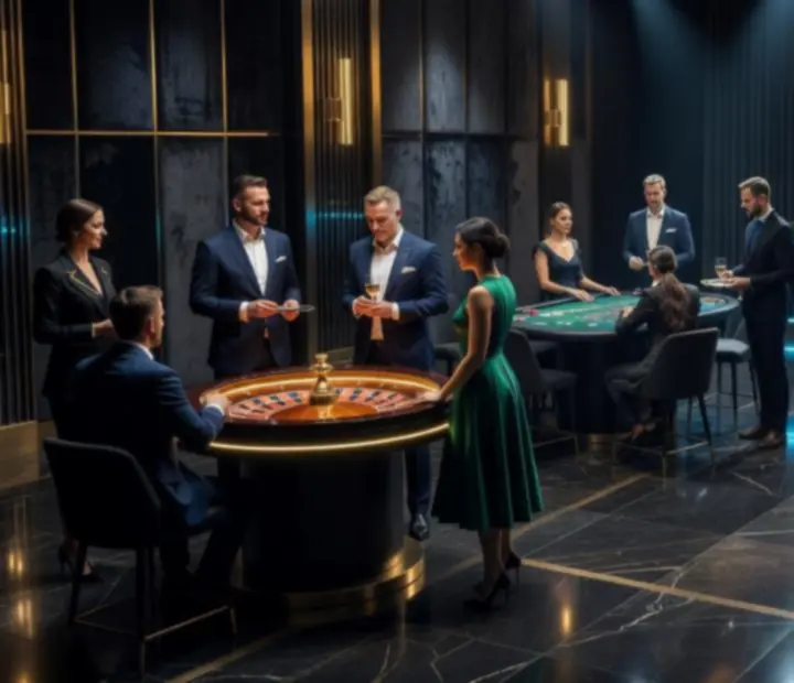 Elegancka scenografia wieczornego eventu z oświetlonym stołem rozgrywkowym