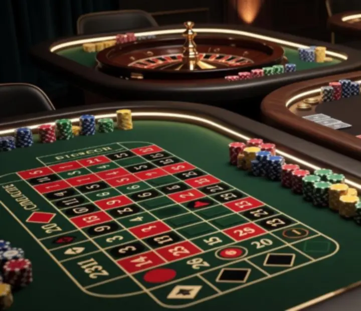 Podświetlane stoły do ruletki, pokera i blackjacka na prywatnej imprezie